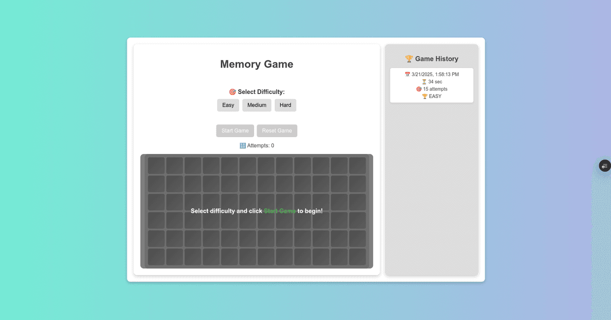 Memory Game – React Project