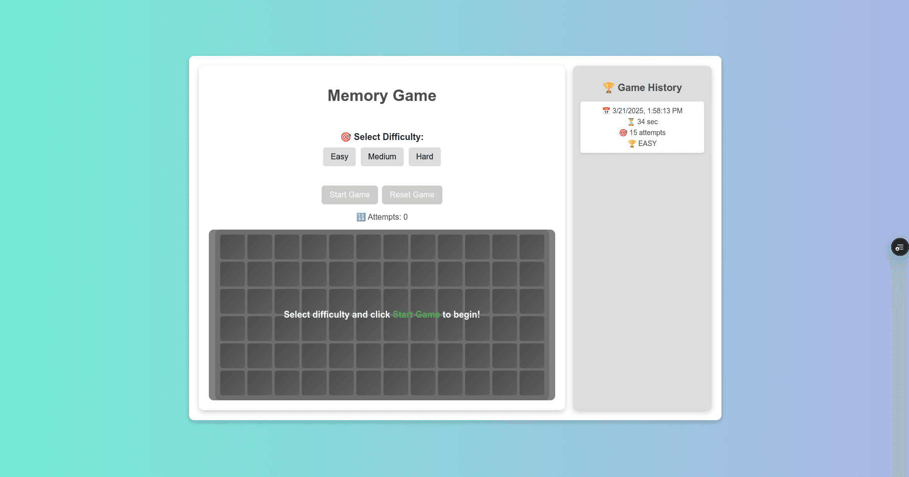 Memory Game – React Project